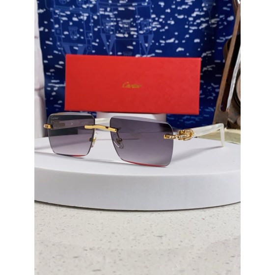 Cartier Gold-Tone Rimless Sunglasses with Crystal-Embellished Temples